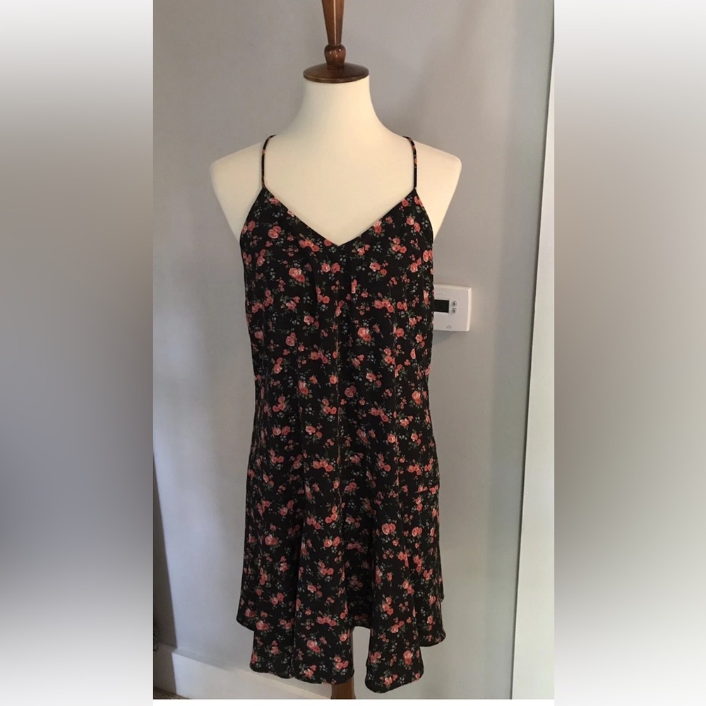 NWOT Ladies Express Brand Dress Black with Orange Floral A-line Size 10